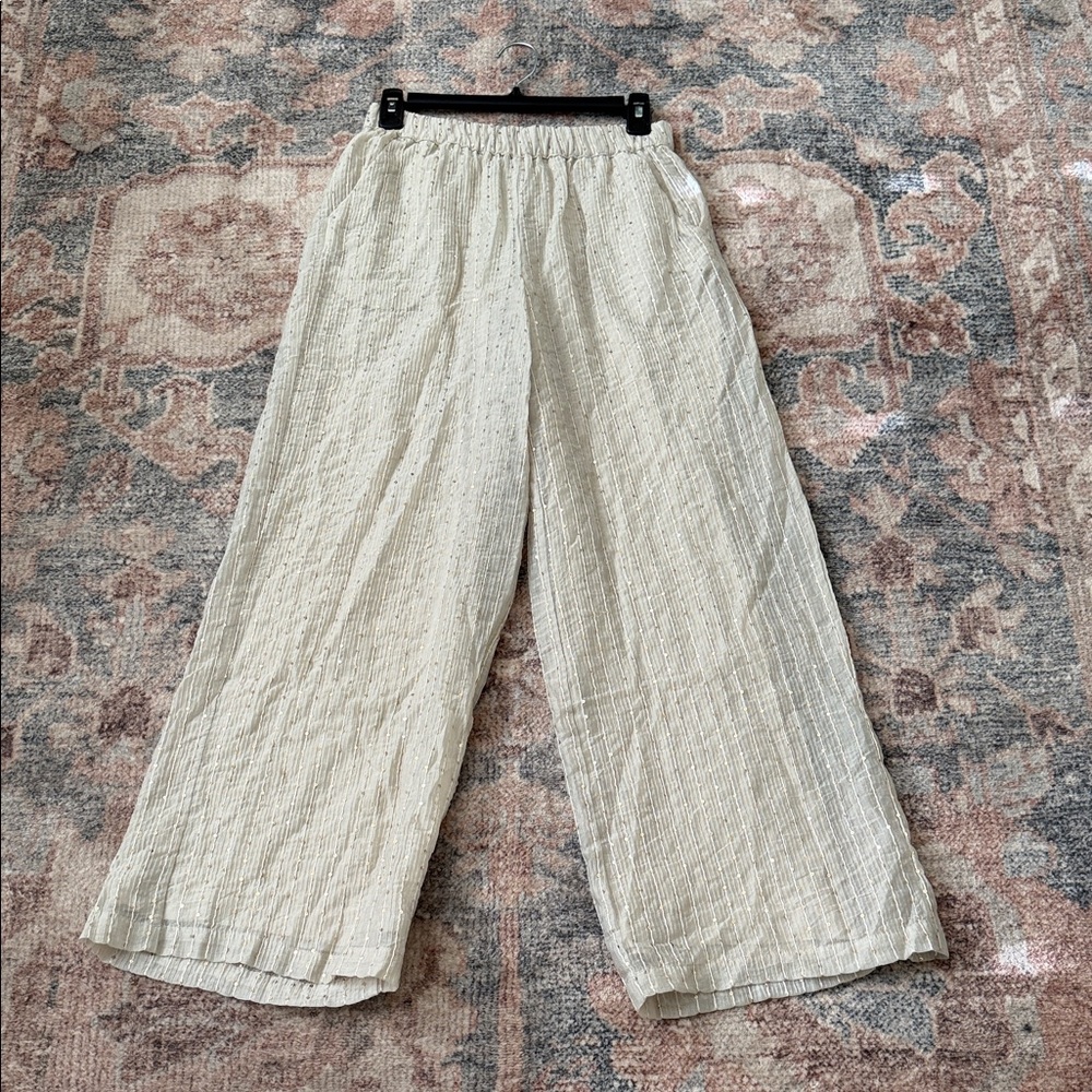 JM Collection Cream Wide Leg Pants